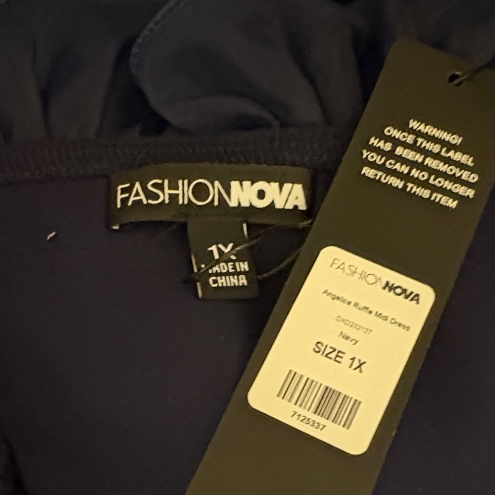 Navy Dress with Ruffle Accents - Picture 11 of 11
